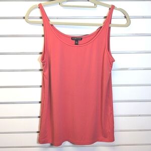 Eileen Fisher Silk Burnt Orange Signature Stretch Silk Jersey Tank Top - M